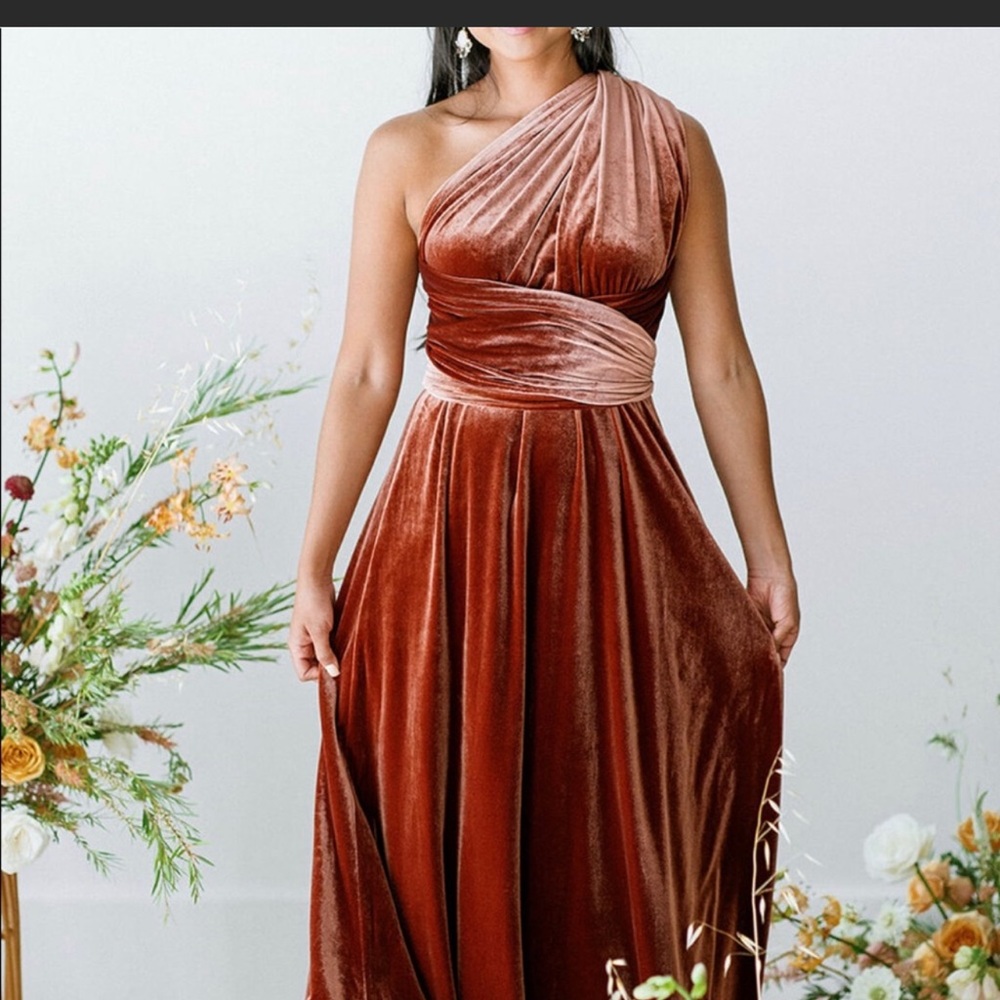 Micah convertible dress in terracotta